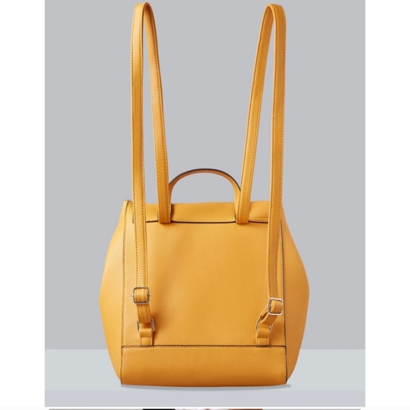 NBW Tahari Women's Knotty Pebbled Faux Leather Backpack, Mustard - Picture 2 of 5